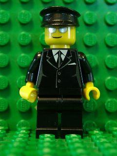 LEGO Minifigure-Suit Black, Black Hat, Silver Sunglasses - Airport Limo Driver-Town / City / Airport-CTY172-Creative Brick Builders